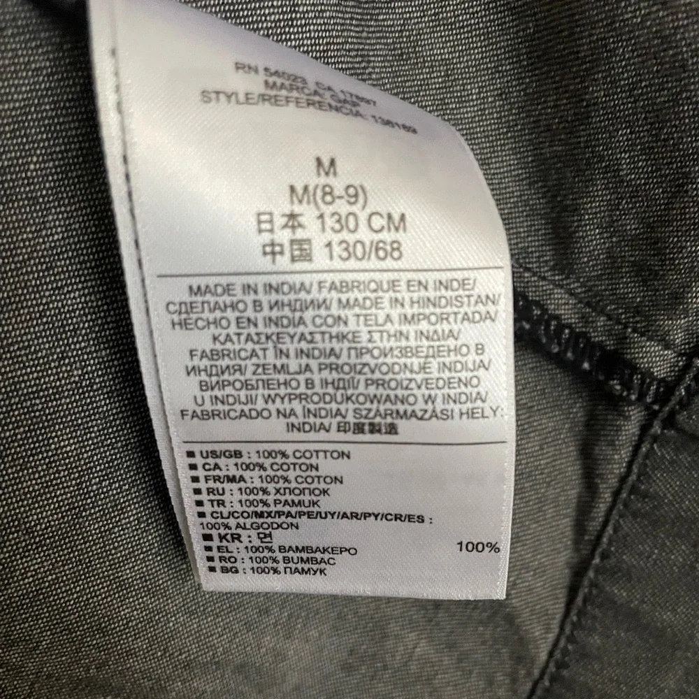 GAP Kids Box Pleat Black Denim Chambray Dress M 8-9